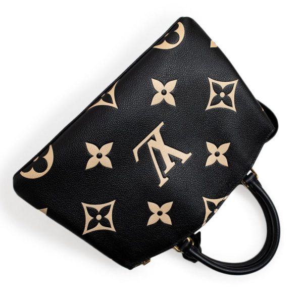 6 Louis Vuitton Petit Palais PM Bicolor Shoulder Handbag Monogram Amplant Leather Black Beige