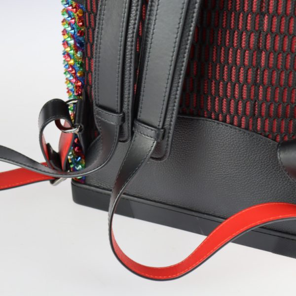 7 Christian Louboutin Explorer Funk Rucksack Daypack Leather Black Red