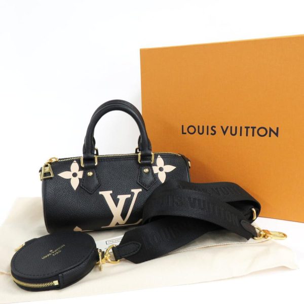 7 Louis Vuitton Papillon BB Hand Bag Bicolor Monogram Implant Black Beige
