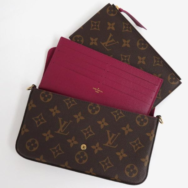 8 Louis Vuitton Pochette Felicie Monogram Chain Wallet Shoulder Bag Fuchsia