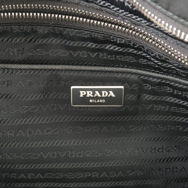 9 Prada Quilted Nylon x Leather Chain Shoulder Bag Black