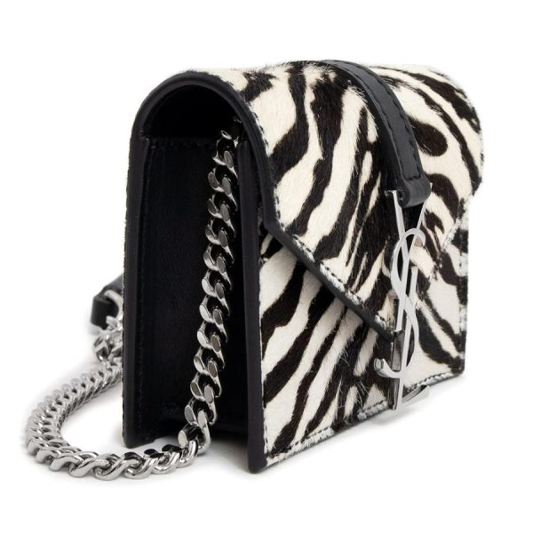 brandbrand 200099565018 1 d 20230108150731 Saint Laurent Paris Mini Chain Shoulder Bag Zebra Harako Calfskin Leather