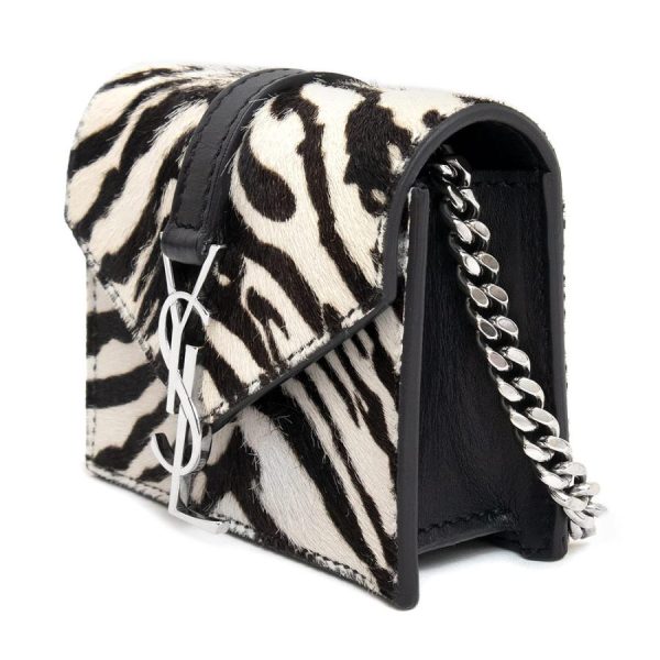 brandbrand 200099565018 2 d 20230108150732 Saint Laurent Paris Mini Chain Shoulder Bag Zebra Harako Calfskin Leather