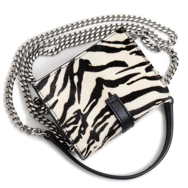 brandbrand 200099565018 3 d 20230108150733 Saint Laurent Paris Mini Chain Shoulder Bag Zebra Harako Calfskin Leather