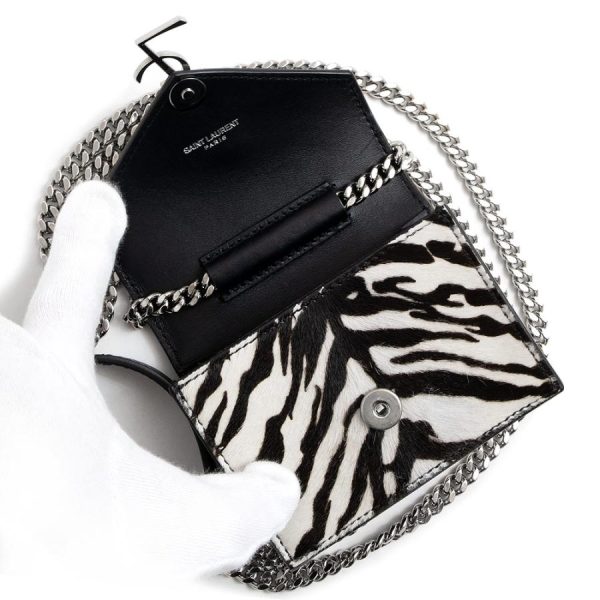 brandbrand 200099565018 8 d 20230108150739 Saint Laurent Paris Mini Chain Shoulder Bag Zebra Harako Calfskin Leather