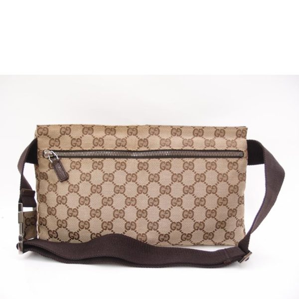 justbag2 Gucci Waist Pouch Brown GG Canvas Body Bag AB Rank