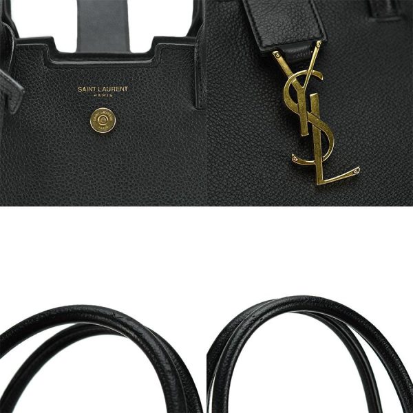 sunrev 1 240001020633 6 d 20230128175116 Saint Laurent Downtown Baby Cabas 2way Shoulder Handbag Leather