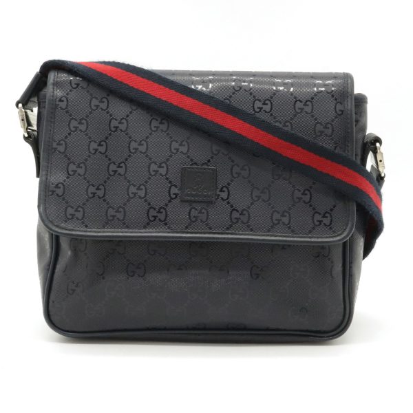 1 Gucci GG Shoulder Bag Diagonal PVC Leather Dark Navy Blue