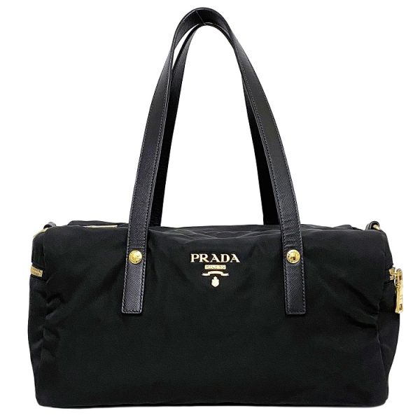 1 Prada Mini Boston Bag Pocono Handbag Black Gold Metal Fittings