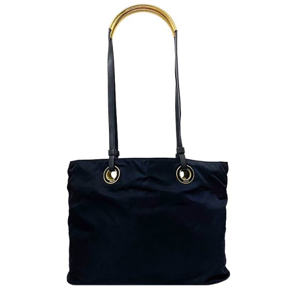 1 Prada Shoulder Bag Tote Bag Nylon Leather GP Navy Gold Test