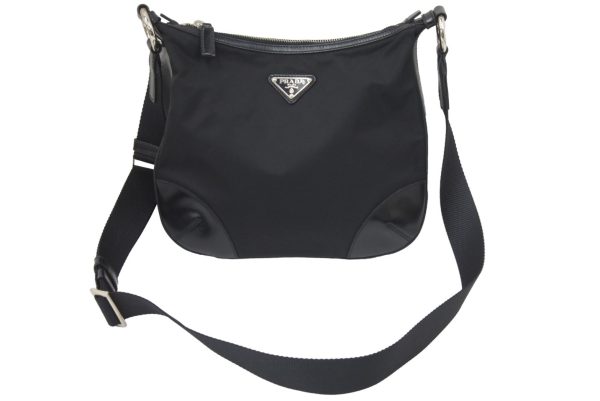 1 Prada Shoulder Bag Sacoche Leather Black