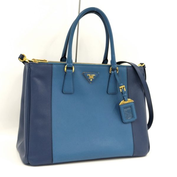 1 Prada 2 Way Hand Shoulder Bag Saffiano Leather Blue