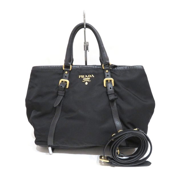 1 Prada 2 Way Hand Bag Nylon Leather Black