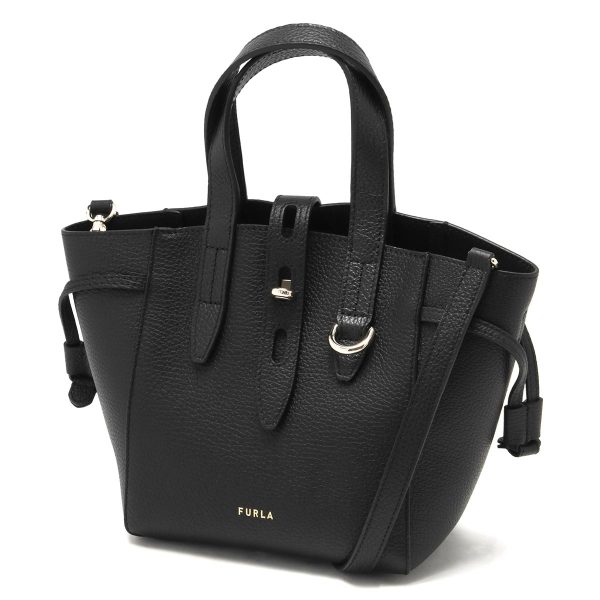 1 Furla Tote Bag Shoulder Bag Mini Bag Grain Leather Black