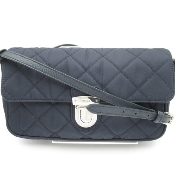 1 Prada 2 Way Clutch Bag Nylon Leather Blue