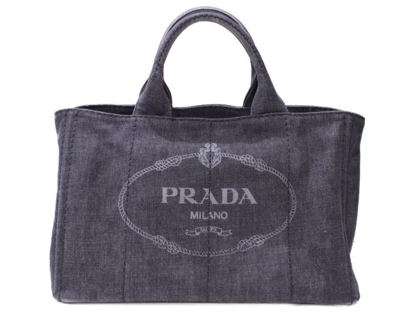 1 Prada Canapa Handbag Shoulder Bag 2 Way Bag Denim Dark Gray