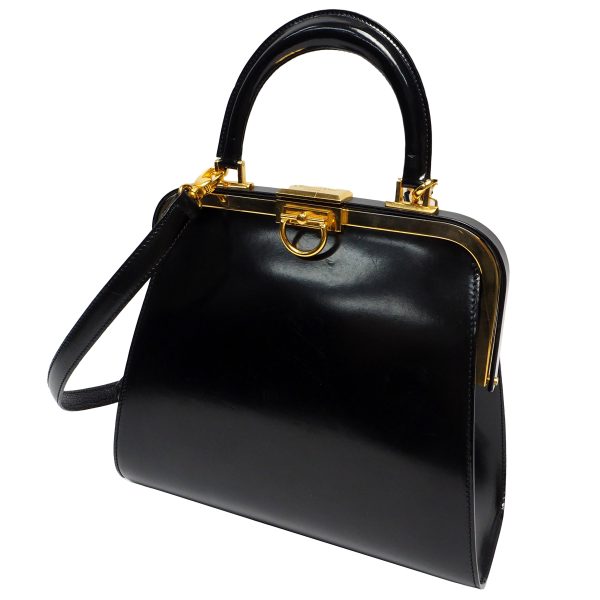 1 Christian Dior Shoulder Bag Leather Gold Metal Fittings Black