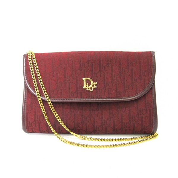 1 Christian Dior Mini Chain Shoulder Bag Canvas Red