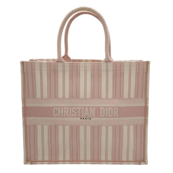 1 Christian Dior Book Tote Handbag Tote Bag Canvas Pink Striped Bag Shoulder Bag