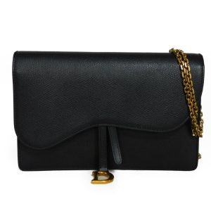 1 Dior Shoulder Bag Saddle Pouch Chain Shoulder Clutch Bag Logo Black