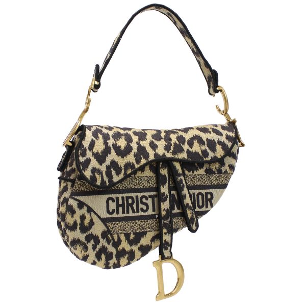 1 Christian Dior Handbag Canvas Leopard Multicolor