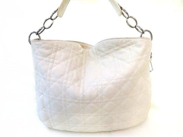 1 Christian Dior Canage Tote Bag White Leather Silver Hardware Bag