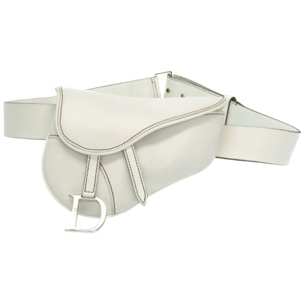 1 Dior Saddle Waist Pouch Waist Bag Body Bag Leather White