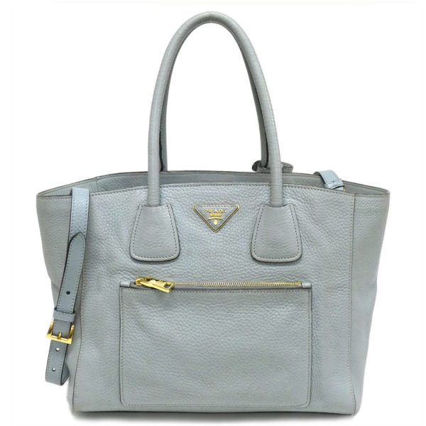 1 Prada Shoulder Bag Crossbody Leather Light Blue Gold Hardware