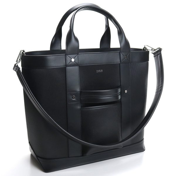 1 Dior Christian Tote Bag Leather Noir Black