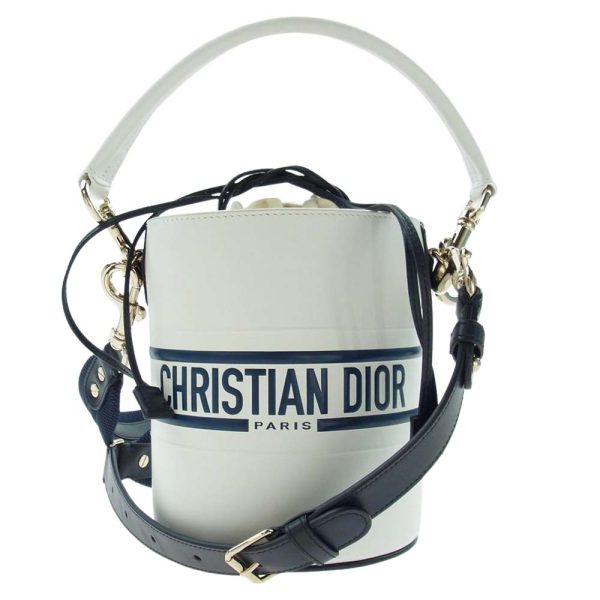 1 Dior Shoulder Bag Bucket Bag 2 Way Hand Shoulder Bag Calfskin White