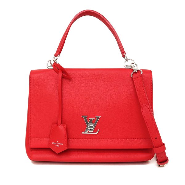 1 Louis Vuitton Lockme 2 Shoulder Handbag Calf Leather Ruby Red