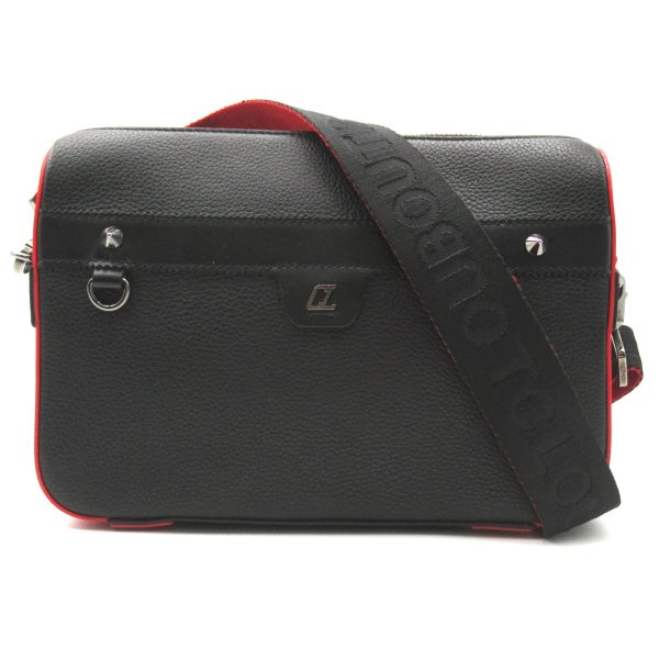 1 Christian Louboutin 2 Way Shoulder Bag Calf Black Red