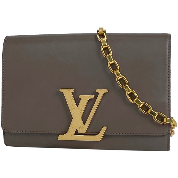 1 Louis Vuitton Pochette Louise Shoulder Chain Shoulder Bag Leather Brown