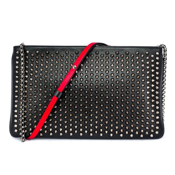 1 Christian Louboutin Ruby Posh Clutch Bag Crossbody Leather Black