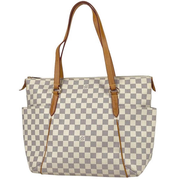 1 Louis Vuitton Totally MM Shoulder Tote Bag Damier Azur White