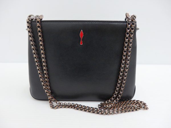 OLYMPUS DIGITAL CAMERA Christian Louboutin Trilby Chain Shoulder Bag Studded Black