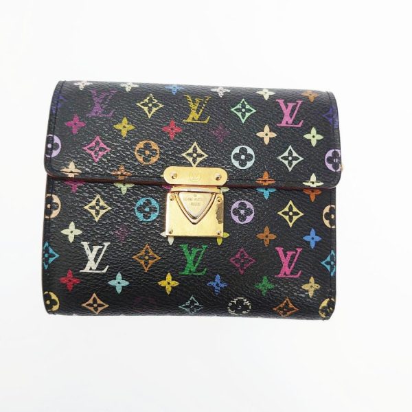 1 Louis Vuitton Portefeuille Koala Noir Trifold Wallet Multicolor PVC