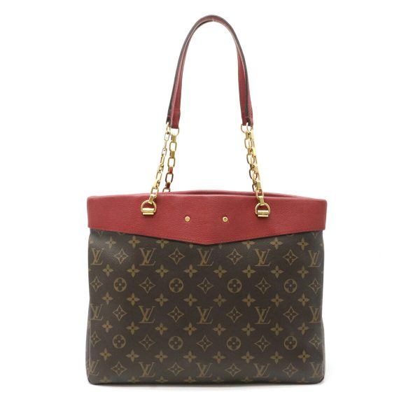 1 Louis Vuitton Monogram Chain Shoulder Tote Bag Cerise Red