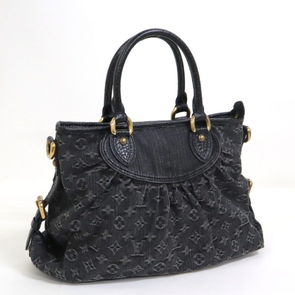 1 Louis Vuitton Monogram Denim Neo Cabby MM Noir Shoulder Bag Black