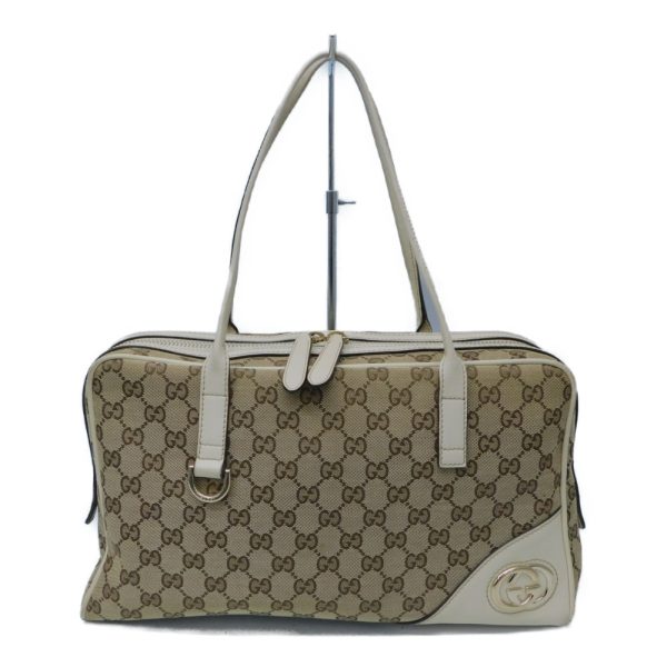 1 Gucci Boston Shoulder Bag GG Canvas Beige Gold Metal Fittings Large Capacity