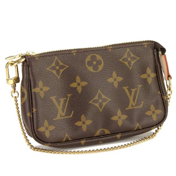 1 Louis Vuitton Monogram Mini Accessory Pouch Brown Metal Fittings