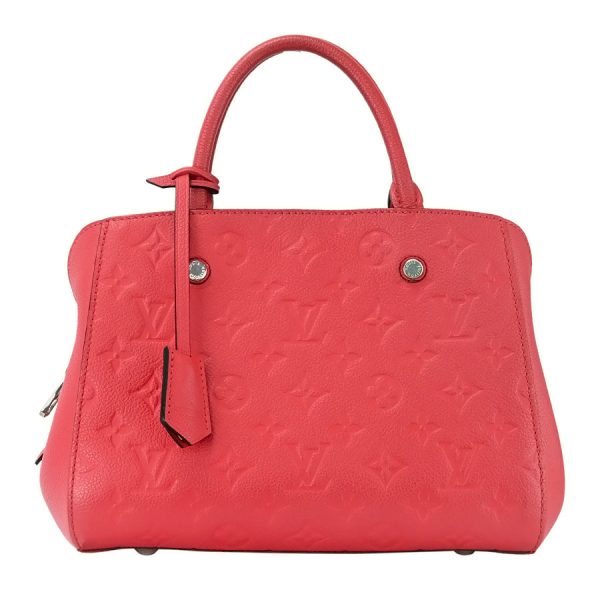 1 Louis Vuitton Montaigne BB Monogram Implant Dahlia Red Leather 2WAY Handbag Shoulder Bag