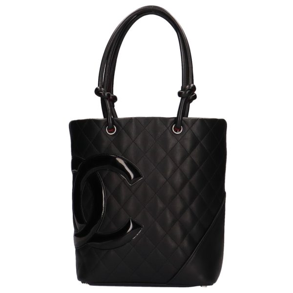 1 Chanel Pm Cambon Tote Bag Lambskin Black