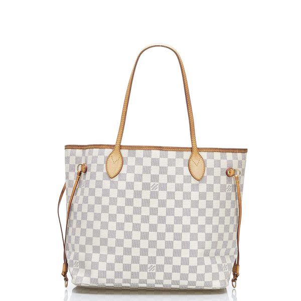 1 Louis Vuitton Damier Azur Neverfull MM Tote Bag Shoulder Bag