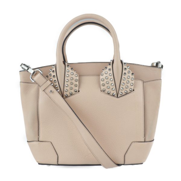 1 Christian Louboutin Eloise Small Shoulder Bag Leather Nude Peach Silver Hardware Spike Studs