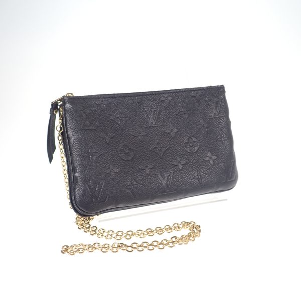 1 Louis Vuitton Pochette Double Zip Shoulder Bag Emplant Black Gold Hardware