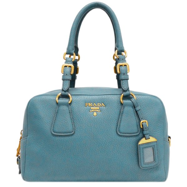 1 Prada Vitdaino Mini Boston Bag Leather Blue