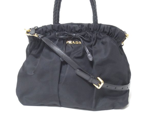 1 Prada Shoulder Bag Nylon Leather Black