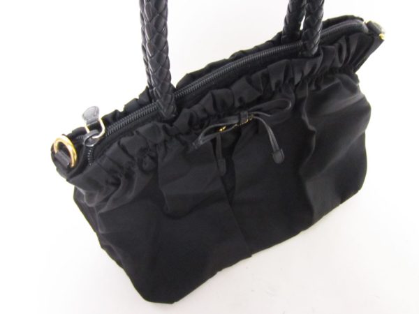 10 Prada Shoulder Bag Nylon Leather Black