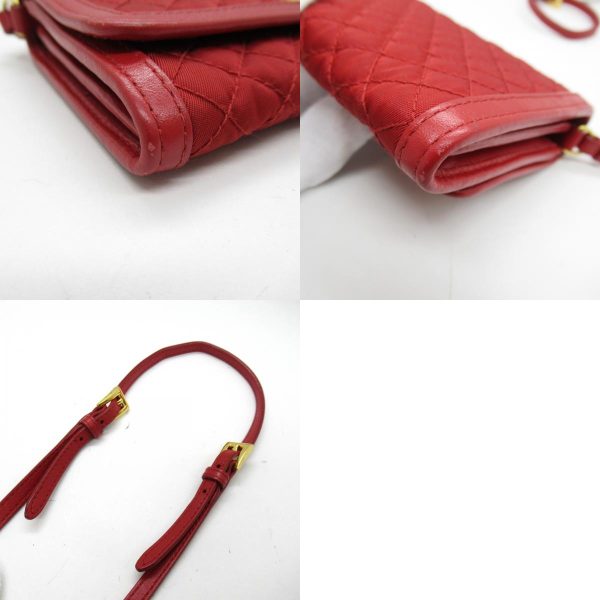 10 Prada Shoulder Bag Wallet Leather Nylon Red